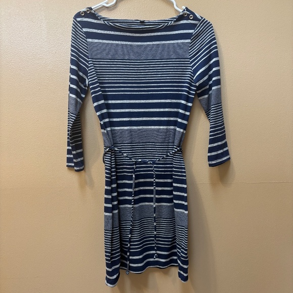 Gap Striped Gray/Navy Dress with Fabric Tie Size XS - Picture 1 of 8